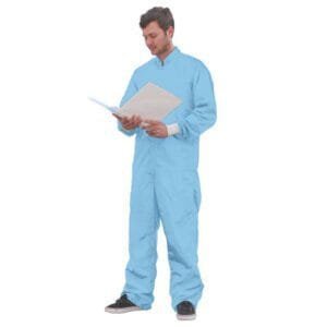 Worklon 1911-XS - Coverall, SC-3 ESD-Safe Cleanroom Raglan Sleeve, Zipper, Blue, X-Small