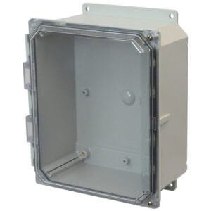 Allied Moulded AMP1084CCHF NEMA 4X Polycarbonate Enclosure - 10x8x4