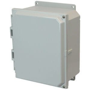 Allied Moulded AMP1084HF 10" x 8" x 4" NEMA 4X Polycarbonate Enclosure with Hinged Screw Cover, Mounting Flange