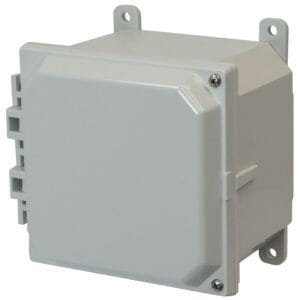 Allied Moulded AMP664H 6" x 6" x 4" Polycarbonate Enclosure with Hinged Screw Cover Mounting Feet