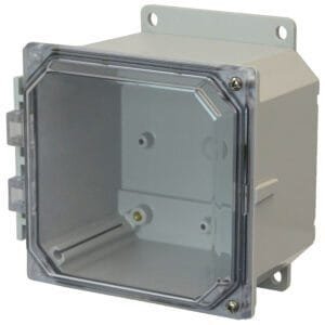 Allied Moulded AMP664CCHF 6" x 6" x 4" Polycarbonate Enclosure with Mounting Flanges
