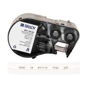 Brady M4C-125-342 - PermaSleeve Heat Shrink Labels w/Ribbon For BMP41 BMP51 M511 Printers, 0.125", Black on White