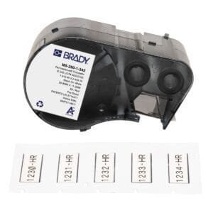 Brady M5-250-1-342 - Heat-Shrink Labels, for M5 Printers, .439x1", Black on White, PermaSleeve Series