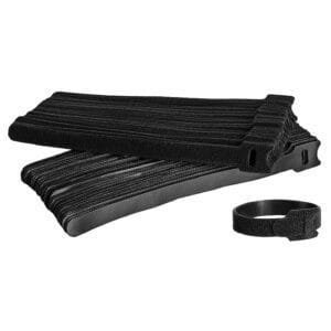 Jonard CTS-812/100 - Cable Tie Strap, Hook and Loop, 8" x 1/2", Black, 100/Pkg