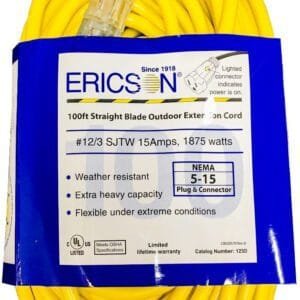 Ericson 123D - 100ft, #12/3 SJTW-Y with 5-15P Cordset