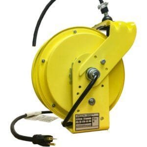 Ericson 4123-25-BG - Reel Industrial Cable, Rectractable 25 ft of 12/3 SJOW Cable W/Outlet Box W/ 2 NEMA 5-20R Duplexes