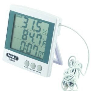 General Tools DTH04 - In/Out Temperature Humidity Monitor with Clock and Jumbo Display