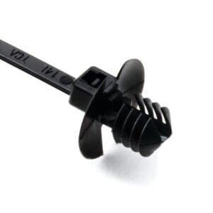 HellermannTyton 150-55610 - 1-Piece Cable Tie/Fir Tree Mount w/Disc, 4.3"L, 0.19 - 0.20" Mounting Hole, PA66, Black