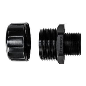 HellermannTyton 166-90506 - HelaGuard Non-Metallic IP65 Compression Fitting, Straight, NPT Thread, 2.0" Dia., Black, 1/Pkg