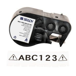 Brady M4C-1000-595-WT-BK - Label Tape with Ribbon, Permanent Adhesive, Black on White, 1in x 25ft