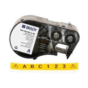 Brady M4C-500-595-YL-BK - Label Tape with Ribbon, Permanent Adhesive, Black on Yellow, 0.5in x 25ft