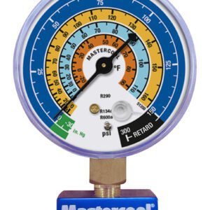 Mastercool 92103-53-1/4 - R600a, R290, R134a Aluminum 1/4-inch Single Ball Valve Manifold with 3-1/8" Gauge