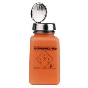 Menda 35272 - HDPE Square Bottle w/One-Touch Pump, Printed w/Isopropanol, 6oz, Orange