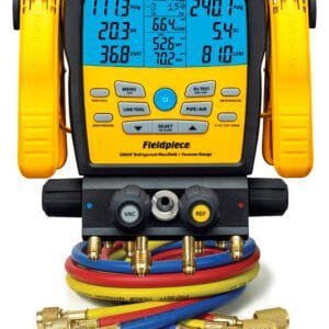 Fieldpiece SM482V - Package with 4 Port Wireless Refrigerant Manifold and CPS HP5A Anti-Blow Back Hose Set