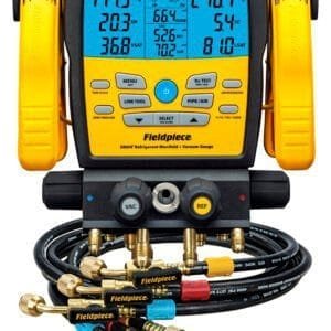 Fieldpiece SM482V - Package with 4 Port Wireless Refrigerant Manifold and Fieldpiece HR3B Ball Valve Hose Set