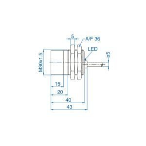 Altech AIK30N15AP024-2M - DC 3 Wire Short Body Sensor Cable, 15mm Distance, M30 Non-Flush Mount