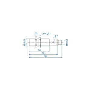Altech AIS18F08AP024-Q65 - DC 3 Wire Extended Sensor Connector, 8mm Distance, M18 Flush Mount (BN)