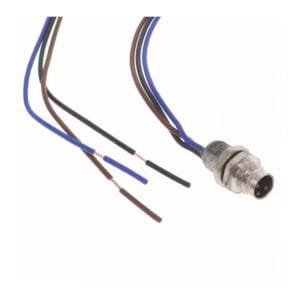 Altech ALBKM08-FM8BR3-P5 - Bulkhead Connector, M8, Front, 3 Pole, Male, 24AWG, PVC, M8x0.5mm, 0.5m