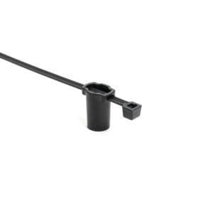 HellermannTyton 156-01295 - 2-Pc Cable Tie/Oval Stud Mount, 8.0" Long, 25lb Tensile, w/Thumb Bar, Black