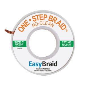 Easy Braid OS-C-25 Solder Wick, No-Clean, 0.075" x 25 ft, Size C, Green Label