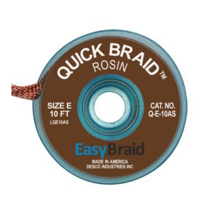 Easy Braid Q-E-10AS Solder Wick, Rosin, 0.125"x10 ft, Size E, Brown Label, 25/Pk