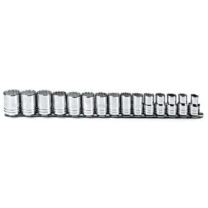 Proto J54206 - Socket, 1/2in Drive, TorquePlus, Metric Sizes, Full Polish, 12 Point, 15 Piece Set