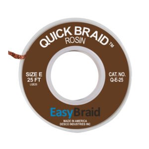 Easy Braid Q-E-25 Solder Wick, Rosin, No-Clean, 0.125" x 25 ft, Size E, Brown Label