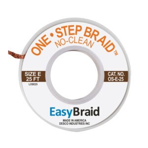 Easy Braid OS-E-25 Solder Wick, No-Clean, 0.125" x 25 ft, Size E, Brown Label