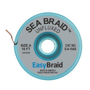Easy Braid S-A-10AS Solder Wick, Sea Braid, Unfluxed, 0.025" x 10 ft, Size A, Gray Label