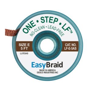 Easy Braid LF-E-5AS Solder Wick, No-Clean, Lead Free, 0.125" x 5 ft, Size E, Brown Label