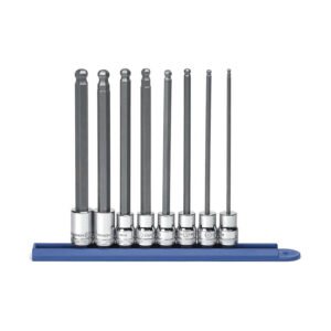 GEARWRENCH 80573 - Hex Bit Socket Set, 8pc, 3/8" Drive, Ball End, Long, 6" OAL, Metric
