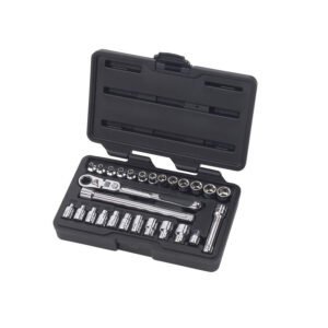 GEARWRENCH 891427 Mechanics Tool Set, 27 Pcs, 1/4" Drive, Pass-Thru, 6 Point, Standard, SAE/Metric