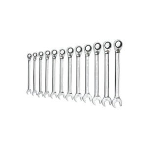 GEARWRENCH 9620N - Wrench Set, Ratcheting Combination, Reversible, 12 Pt, Metric, 72-Tooth, 12/Pcs