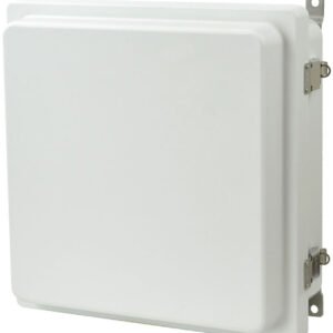 Allied Moulded AM1224RL 12"x12"x4" AM-R Series Fiberglass Wall Mount Enclosure Assembly with Raised Hinged Cover and Stainless-Steel Snap Latch