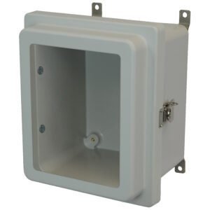 Allied Moulded AM1084RTW 10x8x4 NEMA 4X Fiberglass Enclosure with Raised Twist Latch Hinged Cover with Window