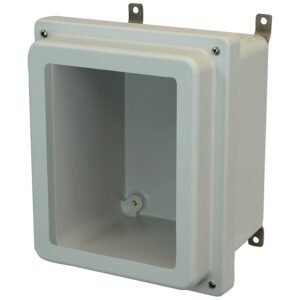 Allied Moulded AM1084RW 10x8x4 NEMA 4X Fiberglass Enclosure with Raised Lift-Off Screw Cover and Window