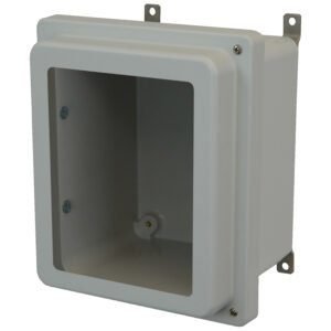 Allied Moulded AM1086RHW 10x8x6 NEMA 4X Fiberglass Enclosure with Raised Hinged Screw Cover and Window