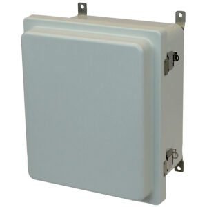 Allied Moulded AM1206RL 12x10x6 NEMA 4X Fiberglass Enclosure with Raised Snap Latch Hinged Cover