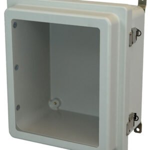 Allied Moulded AM1206RLW 12x10x6 NEMA 4X Fiberglass Enclosure with Raised Quick-Release Latch Hinged Cover with Window