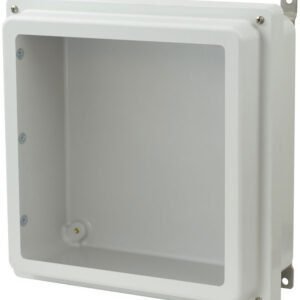 Allied Moulded AM1224RW 12" x 12" x 4" Fiberglass Wall Mount Enclosure Assembly with Raised 4-Screw Lift-Off Window Cover