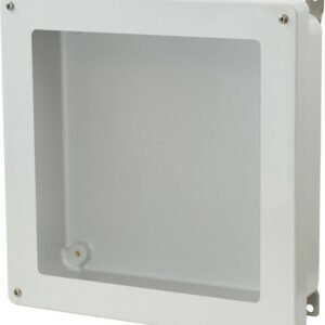 Allied Moulded AM1224W 12" x 12" x 4" Fiberglass Wall Mount Enclosure Assembly with 4-Screw Lift-Off Window Cover