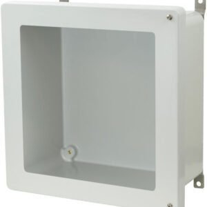 Allied Moulded AM1226HW 12" x 12" x 4" Fiberglass Wall Mount Enclosure Assembly with 2-Screw Hinged Window Cover