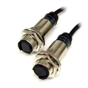 Autonics BR4M-TDTD-C Sensor, Photoelectric, Through Beam, 18mm Round Brass, Dark On, NPN Output, Connector Type, 12-24 VDC