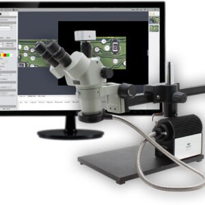 Aven Tools 26800B-373-9 - Stereo Zoom Trinocular Microscope SPZV-50 (6.75x-50x) on Ultra Glide Boom Stand, LED FOI & USB 6M Camera