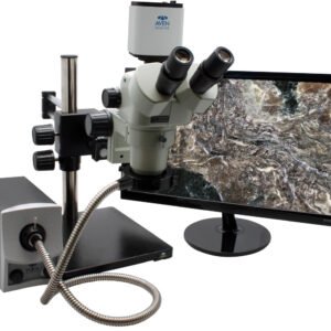 Aven Tools 26800B-382-PRO - Stereo Zoom Trinocular Microscope SPZV-50 (6.7x-50x) on Double Arm Boom Stand, FOI with Mighty Cam Pro