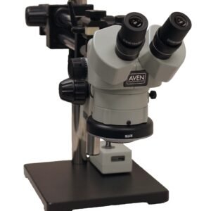 Aven Tools 26800B-369 SPZ-50 Stereo Zoom Binocular Microscope on Stand DABS & Integrated LED Ring Light