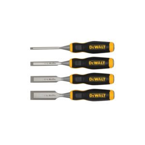 Dewalt DWHT16063 - Wood Chisel Set, Chrome Carbon-Steel Blade, Bi-Material Handle, 4 Pcs