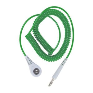 Desco 09126 - Grounding Cord Only, Coiled, 6 ft Over-All Length, 1 Megohm Resistor, Green