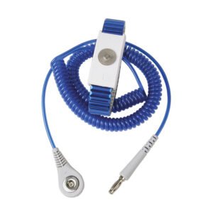 Desco 09198 - Wrist Strap, w/Grounding Cord, MagSnap, Adjustable, Metal, 6 ft OAL, 4mm Snap, Blue