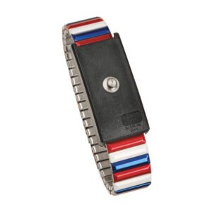 Desco 09200 - Wrist Strap Only, Adjustable, 4mm Stud, Red/White/Blue, Metal